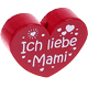 Perlina a forma di cuore con motivo "Ich liebe Mami" : bordò