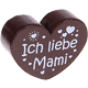Perlina a forma di cuore con motivo "Ich liebe Mami" : marrone