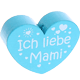 Perlina a forma di cuore con motivo "Ich liebe Mami" : turchese chiaro