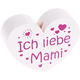Conta com motivo em coração "Ich liebe Mami" : branco - rosa escuro