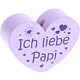 Perlina a forma di cuore con motivo "Ich liebe Papi" : lilla