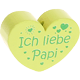 Perlina a forma di cuore con motivo "Ich liebe Papi" : limone