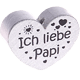 Perlina a forma di cuore con motivo "Ich liebe Papi" : argento