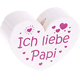 Perlina a forma di cuore con motivo "Ich liebe Papi" : bianco - rosa scuro