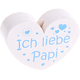 Motivpärla – "Ich liebe Papi" : vit - himmelsblå