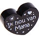 motif bead, heart-shaped – "Ik hou van Mama" : black