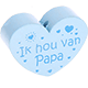 motif bead, heart-shaped – "Ik hou van Papa" : baby blue
