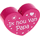 Perlina a forma di cuore con motivo "Ik hou van Papa" : rosa scuro