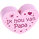 Conta com motivo em coração "Ik hou van Papa" : rosa