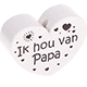 Perlina a forma di cuore con motivo "Ik hou van Papa" : bianco