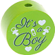 Perlina con motivo "It's a boy" : verde giallo