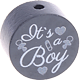 motif bead – "It's a boy" : grey