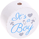 Motivpärla – "It's a boy" : vit