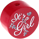 Perles avec motif « It's a girl » : bordeaux