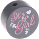 Motivperle – "It's a girl" : grau