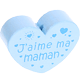 motif bead, heart-shaped – "J'aime ma maman" : baby blue