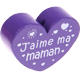 motif bead, heart-shaped – "J'aime ma maman" : blue purple