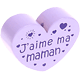 Perlina a forma di cuore con motivo "J'aime ma maman" : lilla