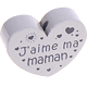 Perlina a forma di cuore con motivo "J'aime ma maman" : grigio chiaro