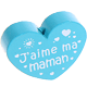 Perlina a forma di cuore con motivo "J'aime ma maman" : turchese chiaro