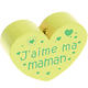 Perlina a forma di cuore con motivo "J'aime ma maman" : limone
