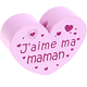 motif bead, heart-shaped – "J'aime ma maman" : pastel pink