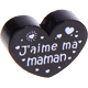 motif bead, heart-shaped – "J'aime ma maman" : black