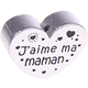motif bead, heart-shaped – "J'aime ma maman" : silver