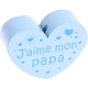 Perlina a forma di cuore con motivo "J'aime mon papa" : azzurro bambino