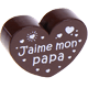 Motivperle, Herz – "J'aime mon papa" (Französisch) : braun