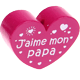 Perlina a forma di cuore con motivo "J'aime mon papa" : rosa scuro