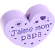 motif bead, heart-shaped – "J'aime mon papa" : lilac