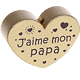 motif bead, heart-shaped – "J'aime mon papa" : gold