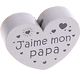 motif bead, heart-shaped – "J'aime mon papa" : light grey