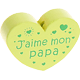 Perlina a forma di cuore con motivo "J'aime mon papa" : limone