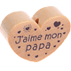 motif bead, heart-shaped – "J'aime mon papa" : natural