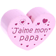 Perlina a forma di cuore con motivo "J'aime mon papa" : rosa