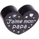 Perlina a forma di cuore con motivo "J'aime mon papa" : nero