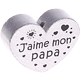 motif bead, heart-shaped – "J'aime mon papa" : silver