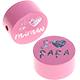 Perles avec motif « J'aime maman / papa » : rose bébé