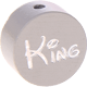 Motivperle – "King" mit Glitzerfolie : hellgrau