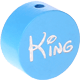 Motivperle – "King" mit Glitzerfolie : skyblau