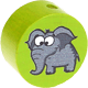 Perlina con motivo “Elefante – animale zoologico” : verde giallo