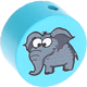 Perlina con motivo “Elefante – animale zoologico” : turchese chiaro
