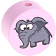 motif bead – animals, elephant : pastel pink