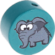 Perlina con motivo “Elefante – animale zoologico” : turchese
