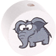 Perlina con motivo “Elefante – animale zoologico” : bianco