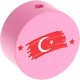 Korálek s motivem – "vlajka Turecka" : světlerůžová