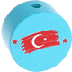 Perlina con motivo "Bandiera Turchia" : turchese chiaro