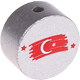 Korálek s motivem – "vlajka Turecka" : stříbrná